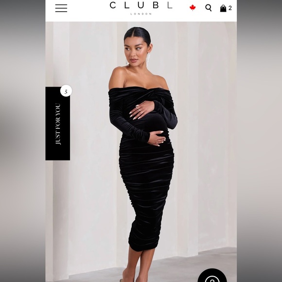 Club L London maternity dress in black velvet (size 8) - Picture 2 of 5